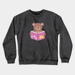 Animals with books part 4 - Bear reading bee book Crewneck Sweatshirt